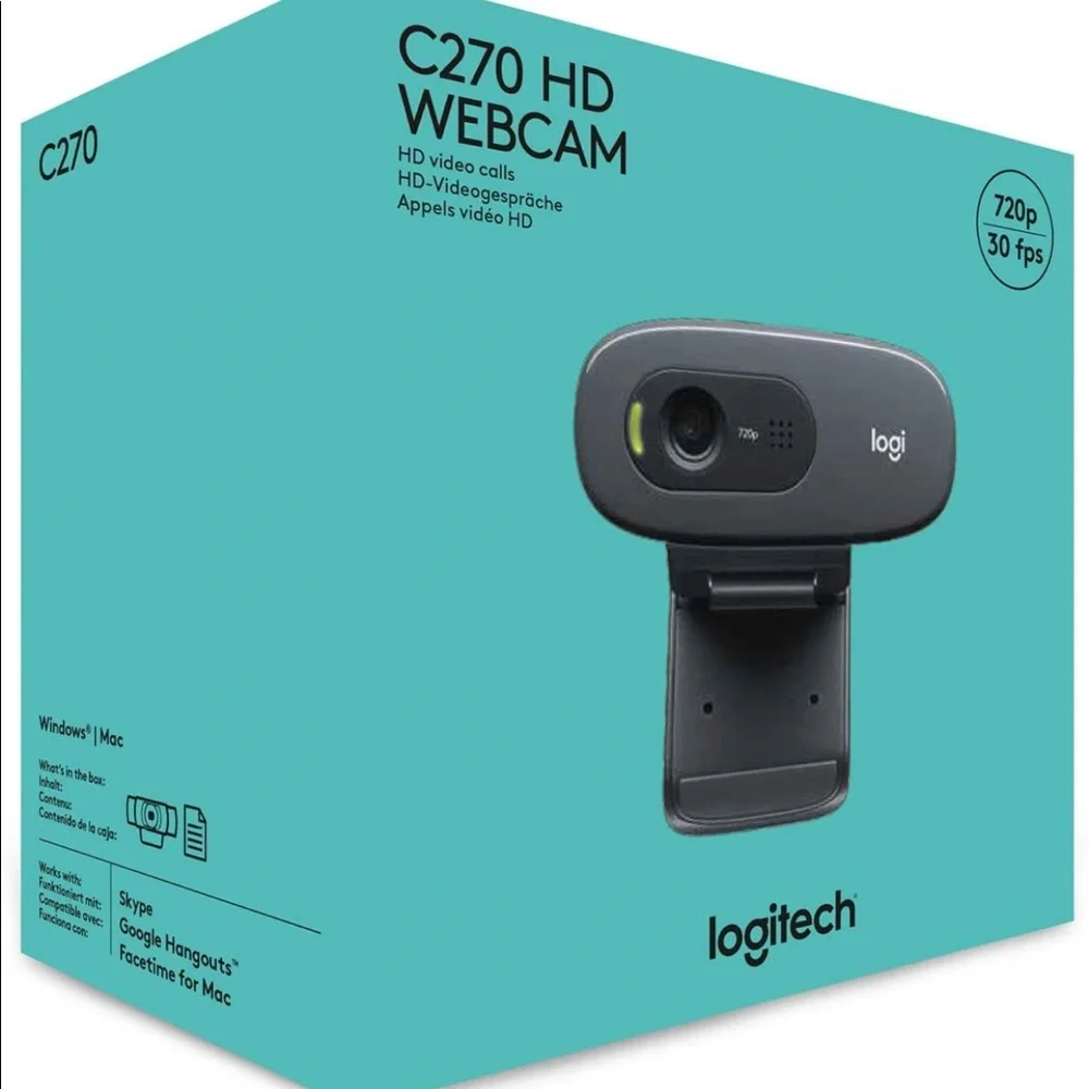 ✨Logitech C270 HD Webcam-HD 720p Widescreen HD Video Calling HD Light Correction